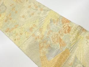 リサイクル　宝珠本佐賀錦九百錦扇に孔雀・梅・草花模様織出し袋帯